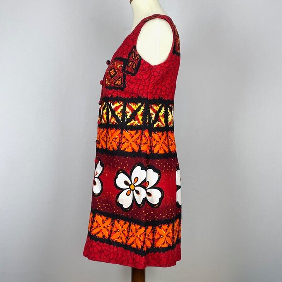 Vtg 60s 70s Penney's Hawaii Mini Dress Sz S/M Aloha Luau Floral Lounge Hippy Mod - Picture 5 of 6